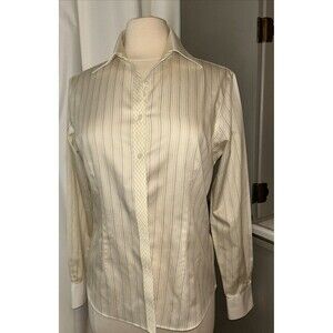 Brooks Brothers Shirt Womens 8 Stripes Neutral 1818 Fitted Contrast Cuff
